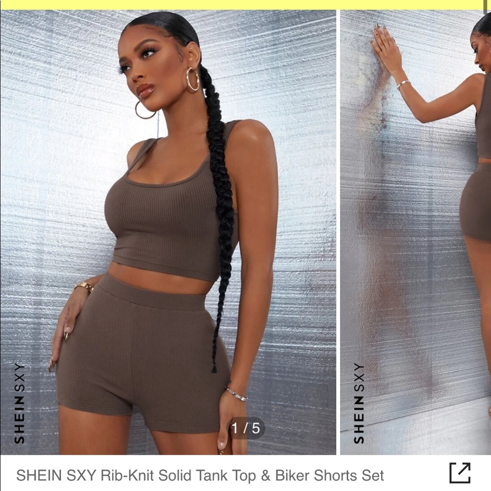 SHEIN nude lounge set, ribbed set